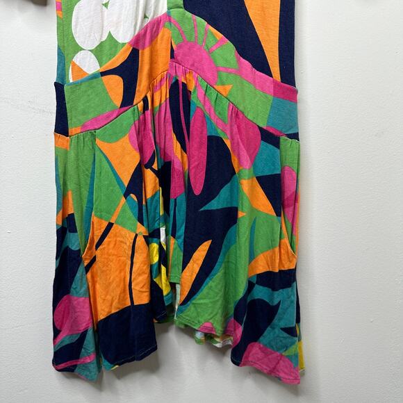 Md Farm Rio Dress Colorful Abstract Drop Waist Tropical Artsy Maximalist *Flawed - Picture 9 of 11
